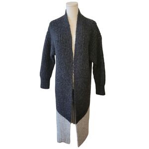 Express Dark & Light Gray Long‎ Open Cardigan Sweater Size XS